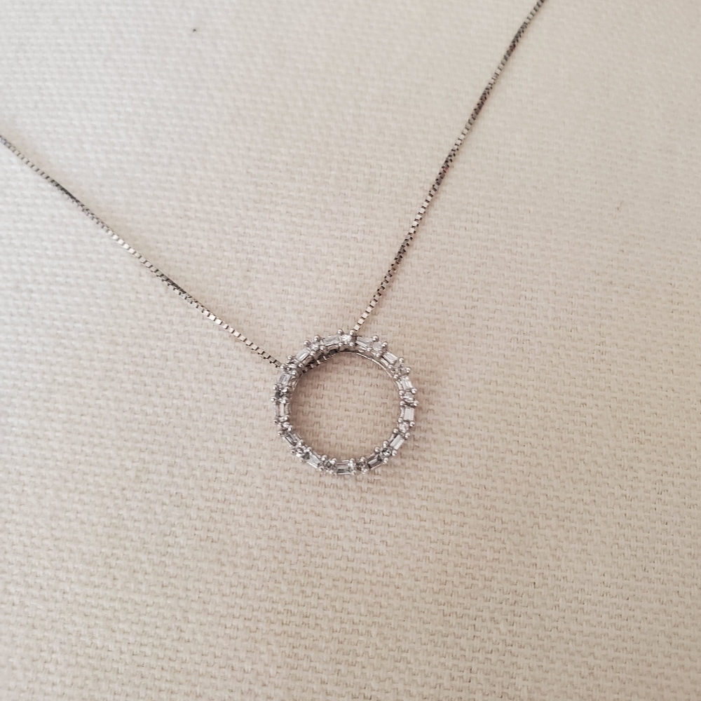 14k Solid White Gold Infinity Diamond Necklace - image 1